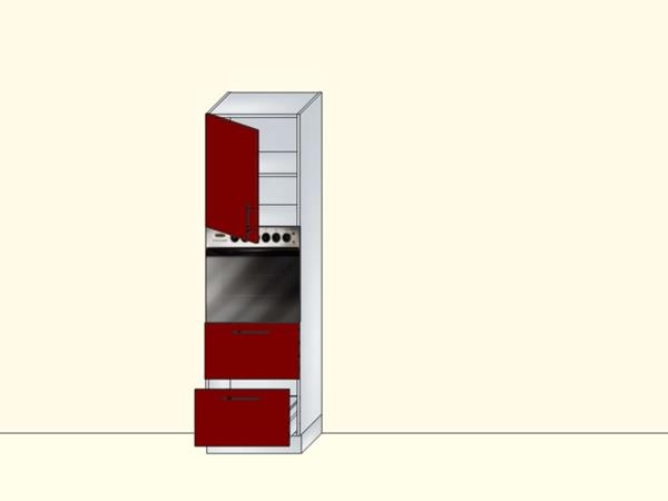 Напольный модуль-пенал для кухни с нишей под духовку, 1 дверью и 2 ящиками, арт. 38К